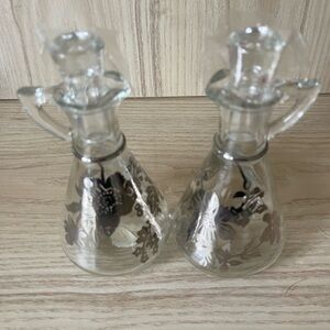 Silver Overlay Cruet set by Hazel Atlas